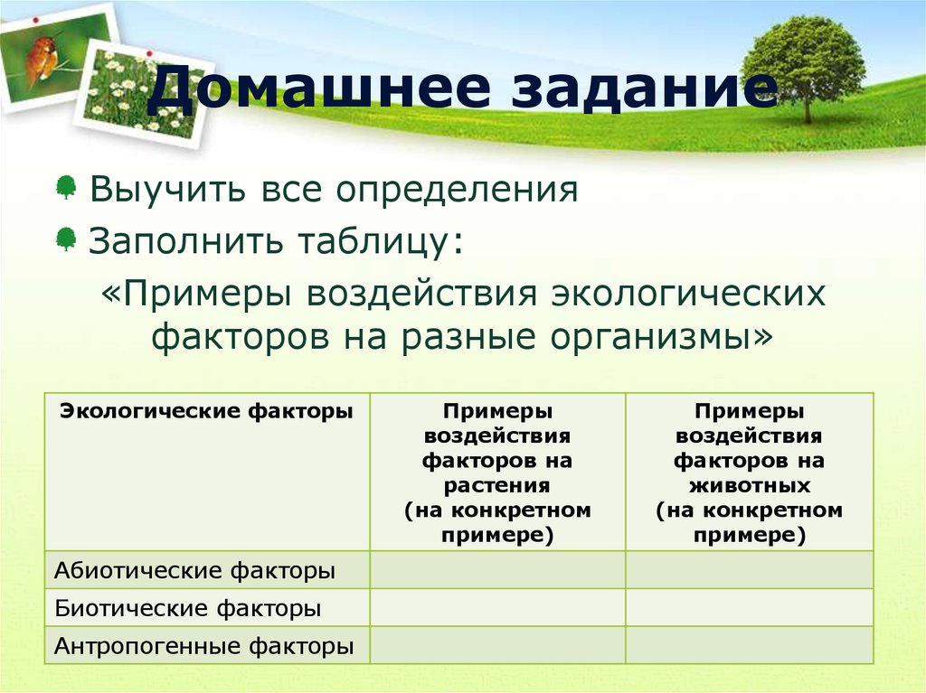 Конспект "среды обитания. экологические факторы" - учительpro