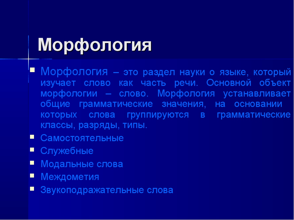 Морфология русского языка и что она изучает