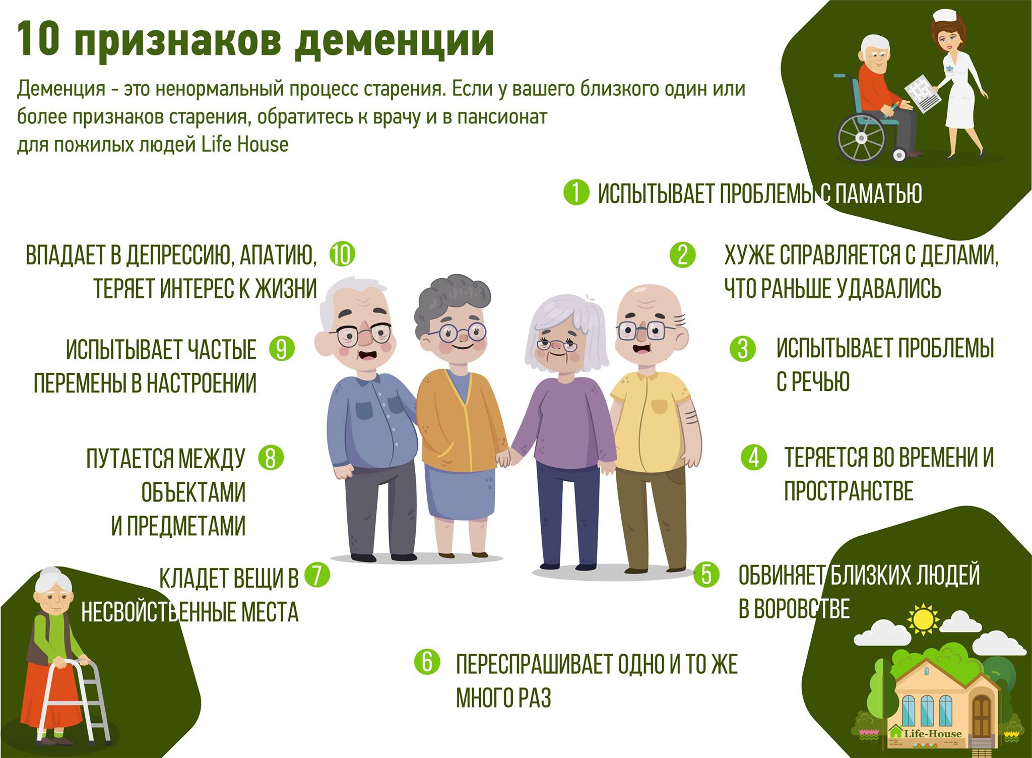 Деменция у пожилых людей, симптомы и лечение