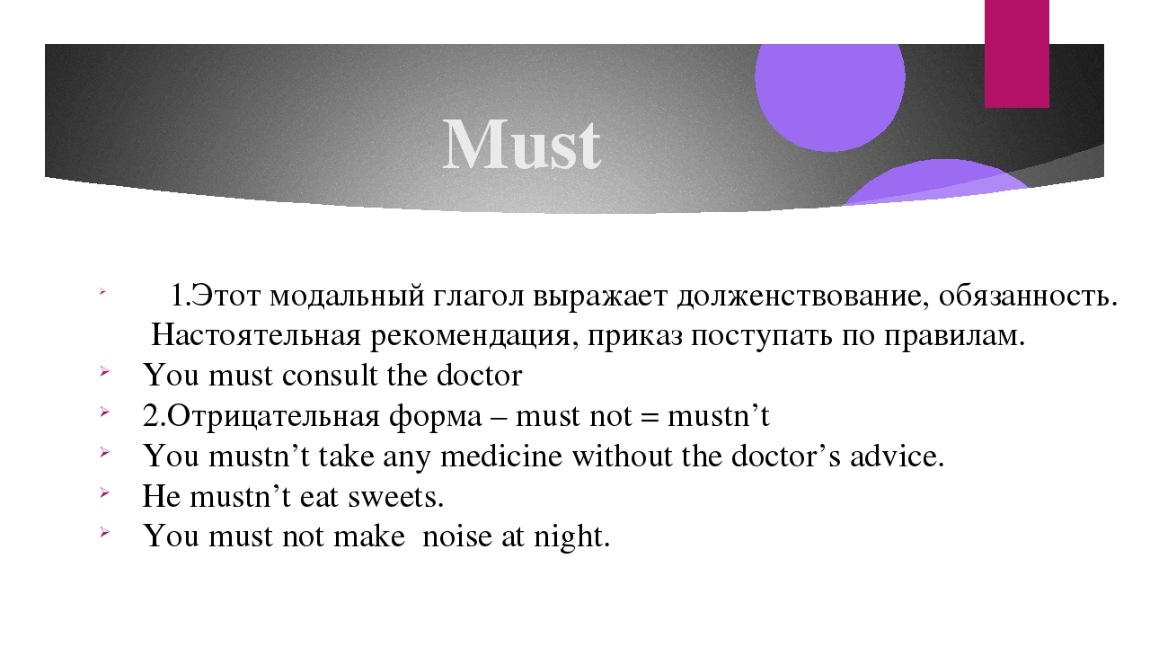 Презентация модальный глагол must 6 класс