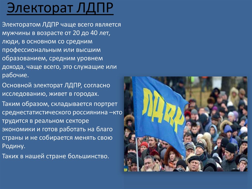 Участие в политической партии. Электорат партии ЛДПР. Политическая партия ЛДПР презентация. Избиратель ЛДПР. Политическая партия ЛДПР кратко.